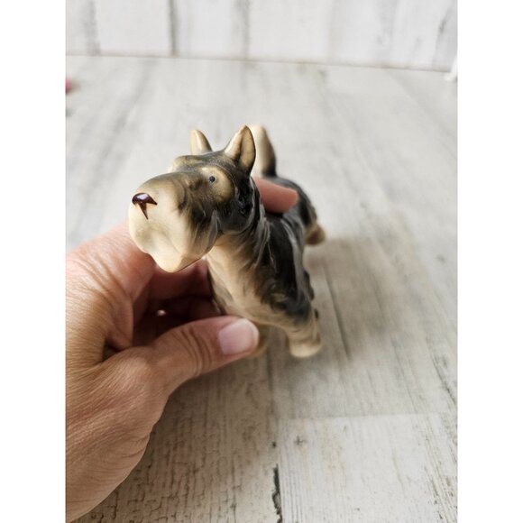 Vintage Schnauzer terrier porcelain statue figurine tan decor - Picture 7 of 9